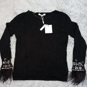 Siani‎ Milano Shirt Womens XS Black Casual Jeweled Top Lightweight Western New